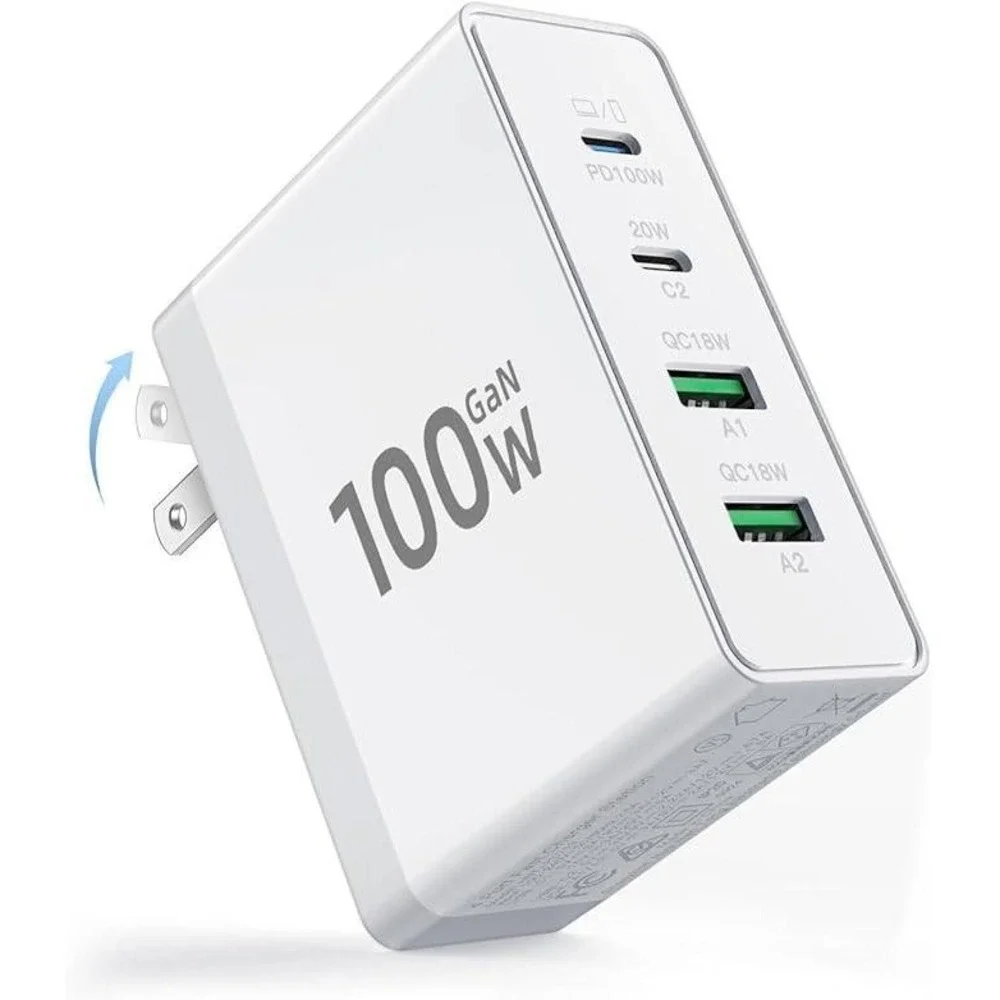 140W USB C Charger GaN Fast Charging Block 4 Port PD QC Power Adapter White